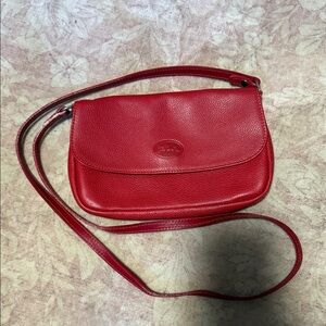 Vintage Longchamp Red Leather Shoulder Bag